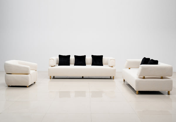Sherry Modern High Quality Fabric Sofa Set Beige