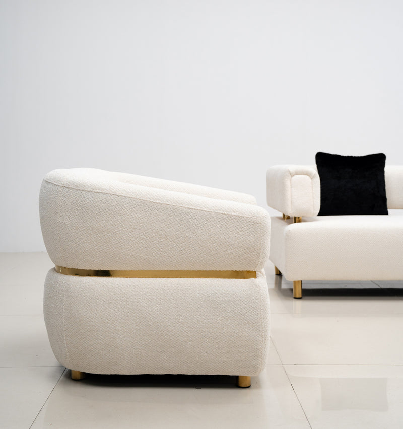 Sherry Modern High Quality Fabric Sofa Set Beige