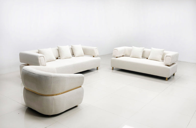 Sherry Modern High Quality Fabric Sofa Set Beige