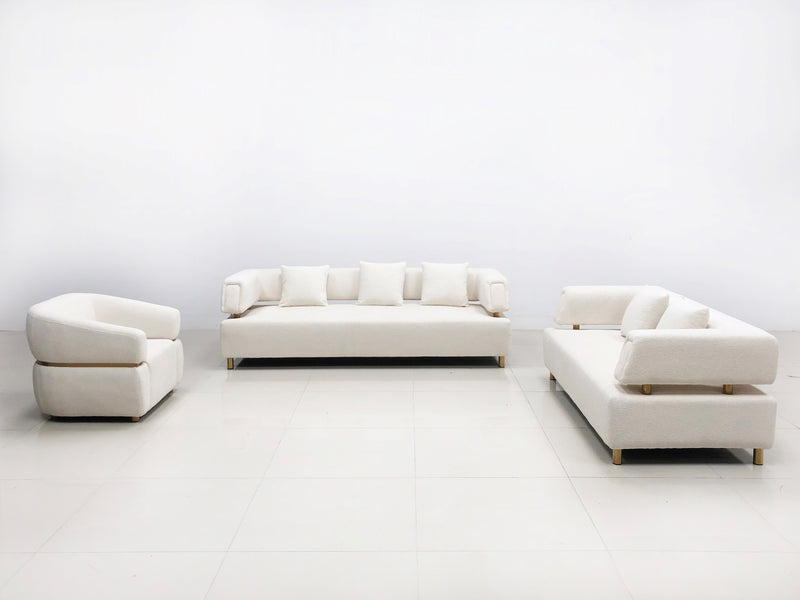 Sherry Modern High Quality Fabric Sofa Set Beige