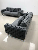Zurih Luxury Velvet Sofa Set Dark Grey