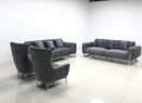 Zurih Luxury Velvet Sofa Set Dark Grey