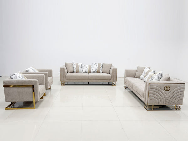 Medusa Modern Velvet Sofa Set Light Brown