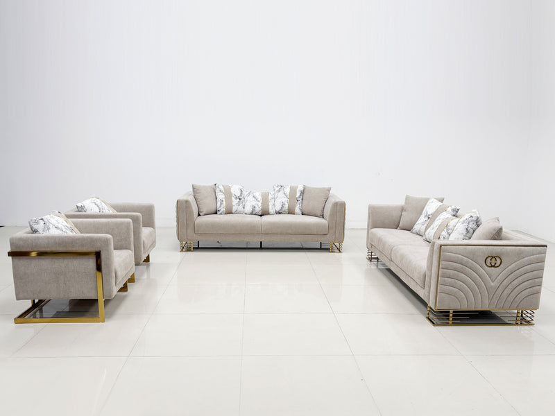 Medusa Modern Velvet Sofa Set Light Brown