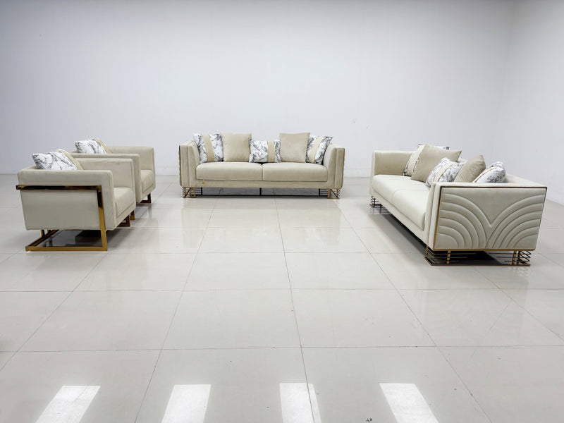 Medusa Modern Velvet Sofa Set Beige