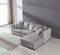 Ava 3 Seater with Chaise Modern Fabric Sofa Light Silver