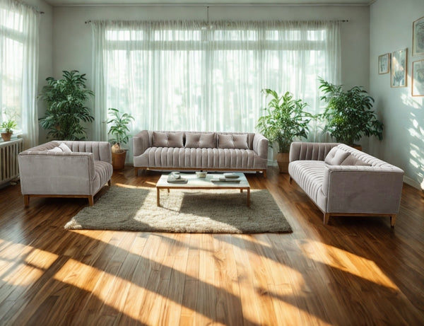 Tarra Fabric Modern Sofa Set Brown