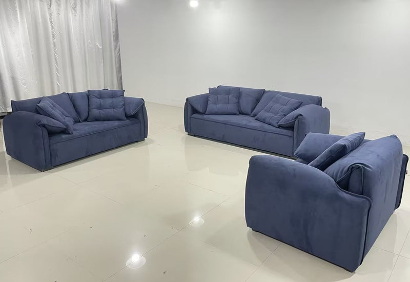 Paloma Modern Navy Nubuck Fabric Sofa Set
