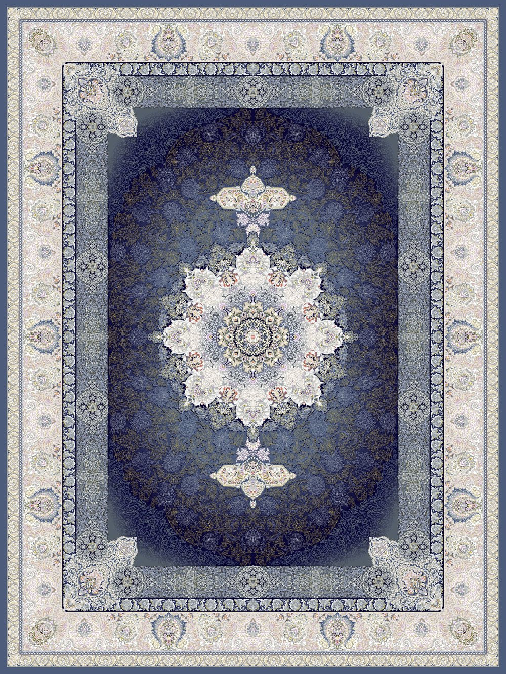 Delroba Traditional Persian Area Rug Blue