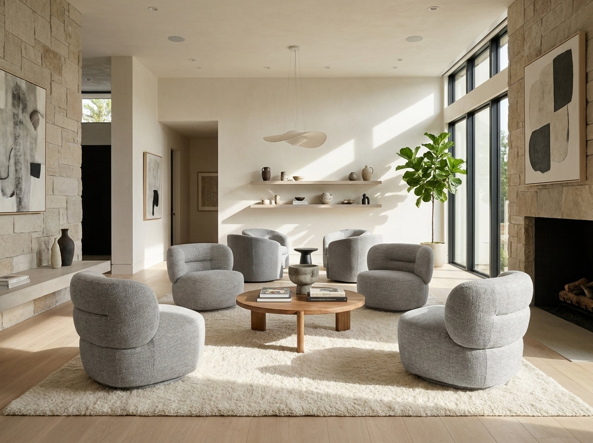 Havana Modern Fabric Swivel Chair Light Grey