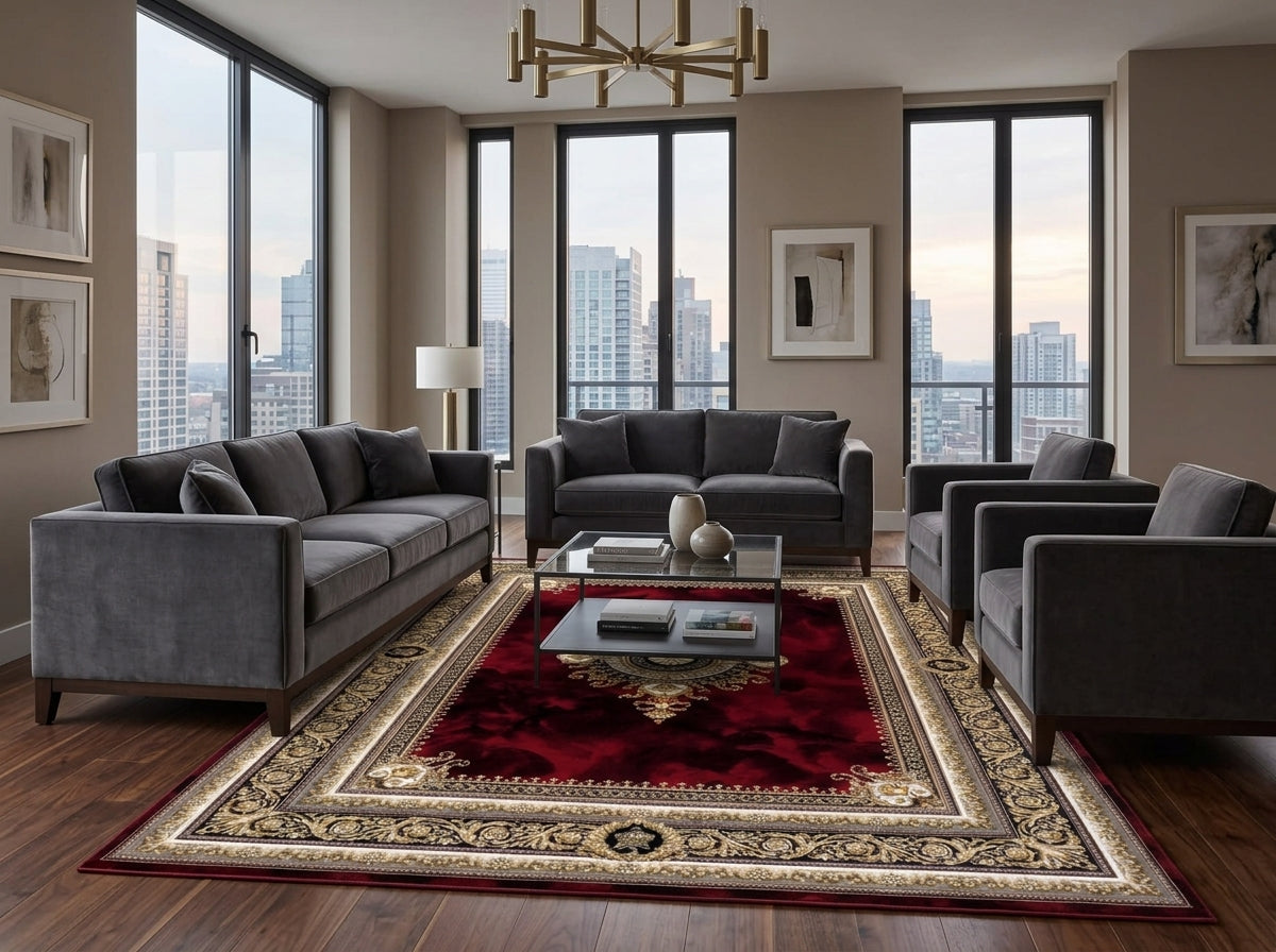 Negin 12120 Red Traditional Persian Rug