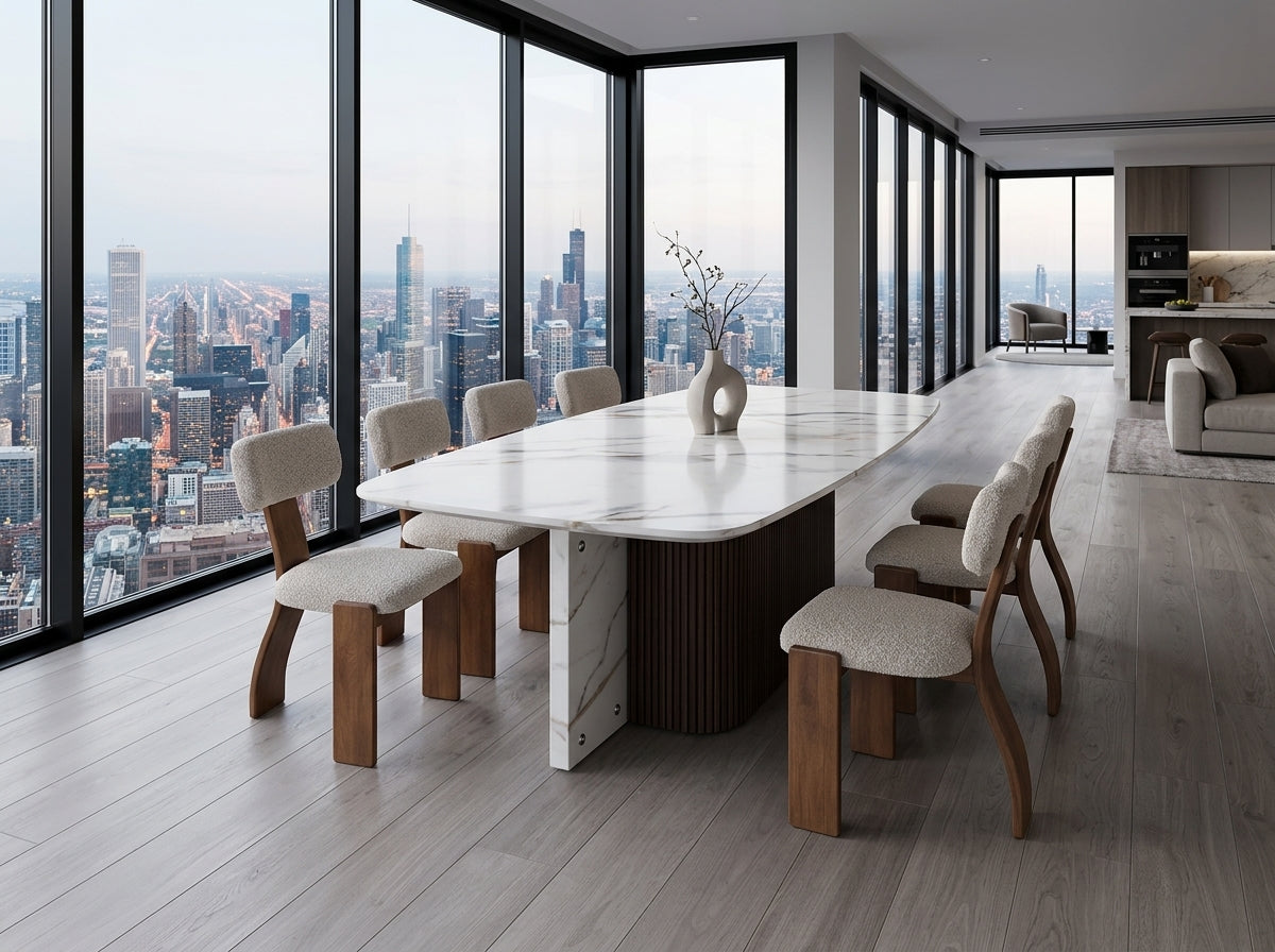 Prague Marble Top Modern Dining Table White
