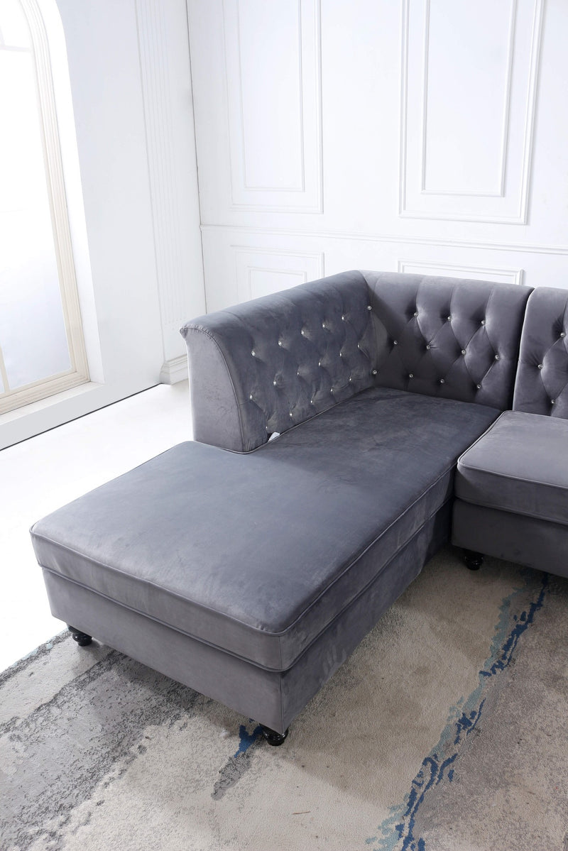 M18 Modern Fabric Sofa With Right Chaise Grey