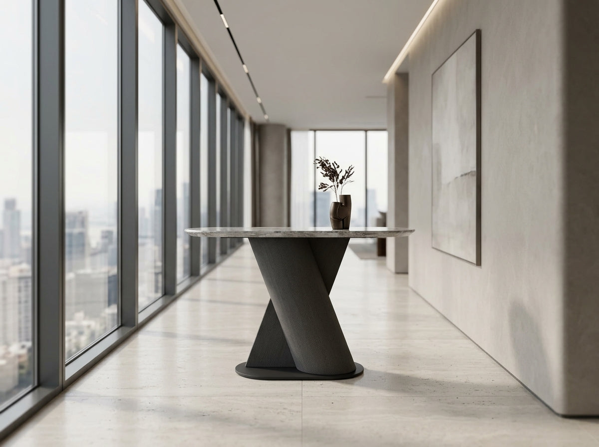 Elena Marble Top Modern Console Table Grey