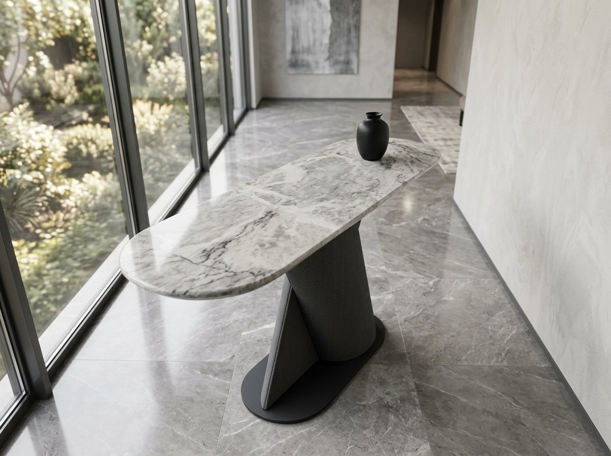 Elena Marble Top Modern Console Table Grey