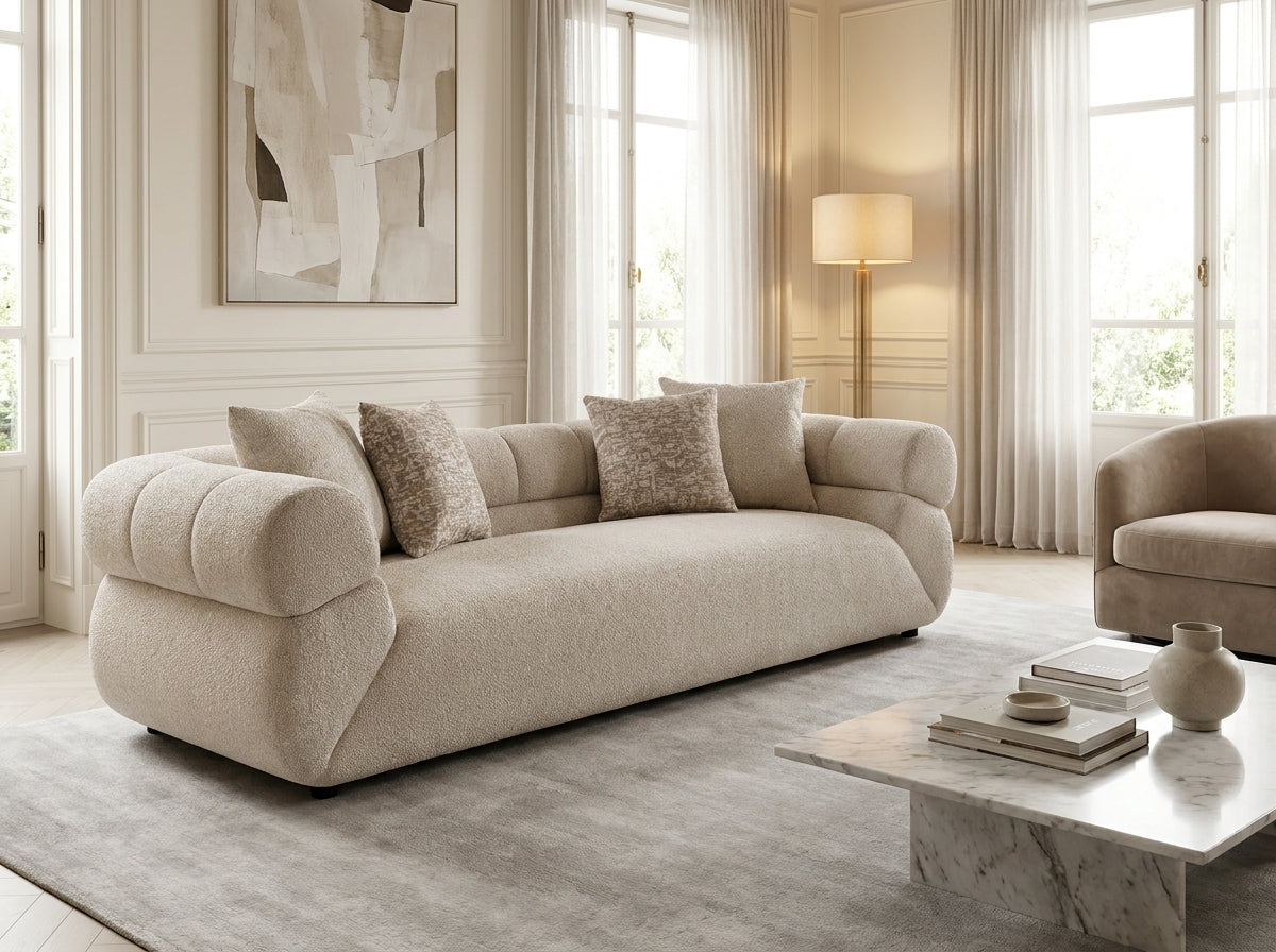 Cairo Cream Boucle 3 Seater Sofa | Dandenong & Hoppers Crossing