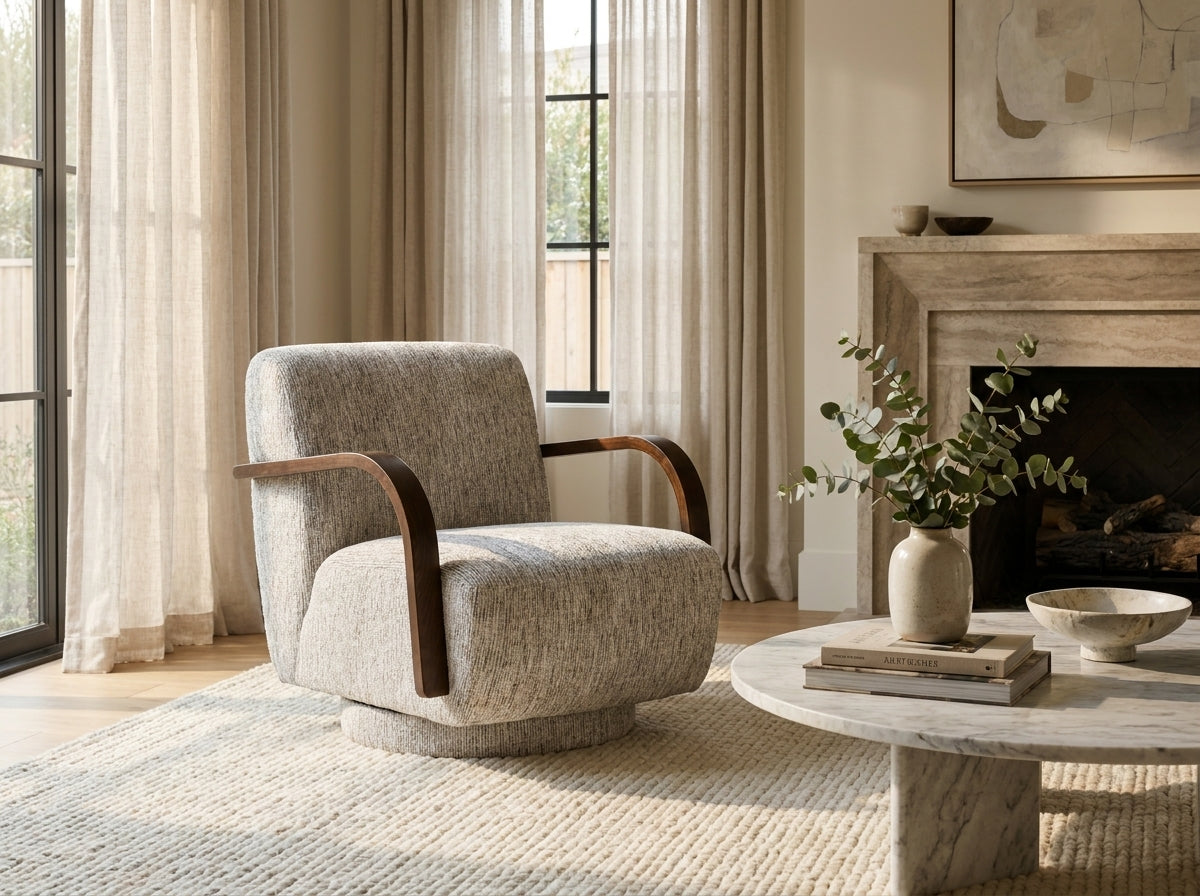 Leon Modern Fabric Swivel Chair Grey