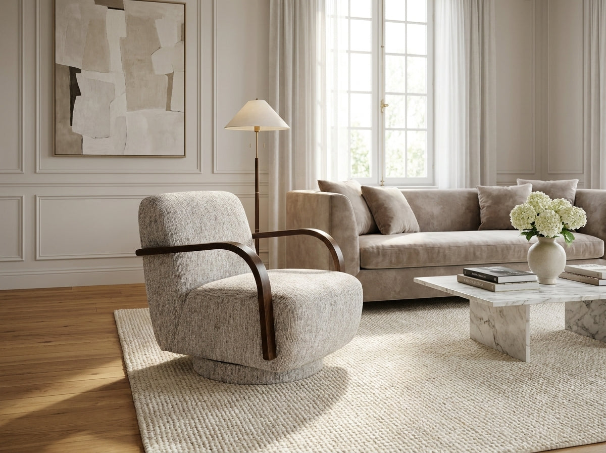 Leon Grey Fabric Swivel Chair | Dandenong & Hoppers Crossing