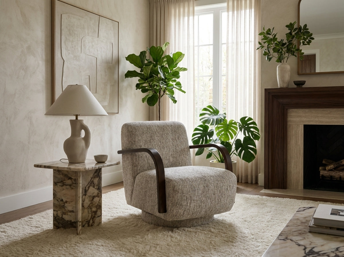 Leon Grey Fabric Swivel Chair | Dandenong & Hoppers Crossing