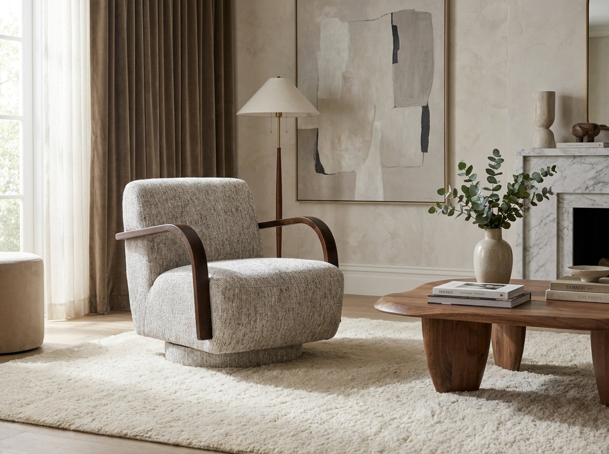 Leon Grey Fabric Swivel Chair | Dandenong & Hoppers Crossing