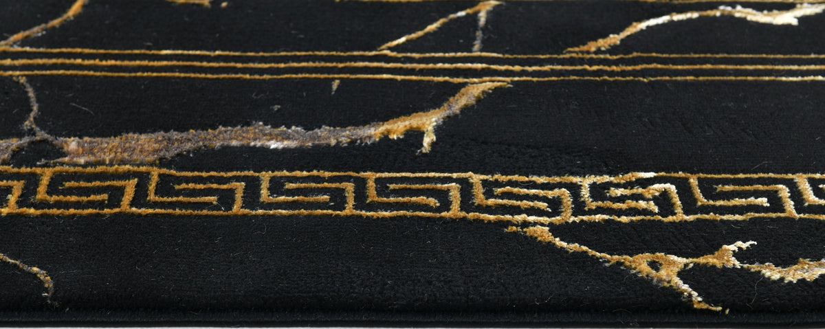 Zara Z093A Modern Area Rug Black Gold - Quality Rugs and Furniture