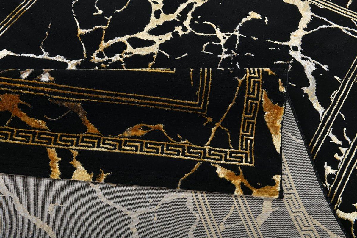 Zara Z093A Modern Area Rug Black Gold - Quality Rugs and Furniture