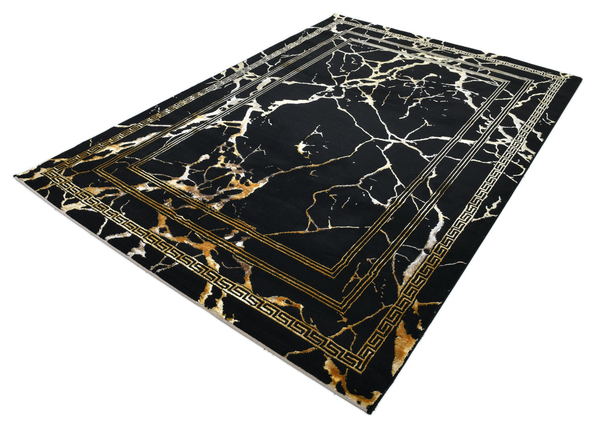 Zara Z093A Modern Area Rug Black Gold - Quality Rugs and Furniture