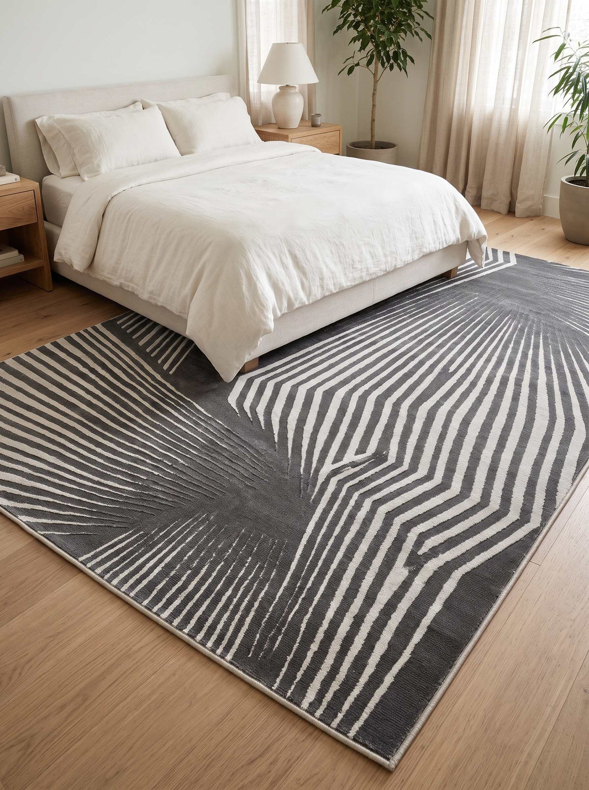Rhytm Z244B Modern Area Rug Grey Cream - Quality Rugs and Furniture