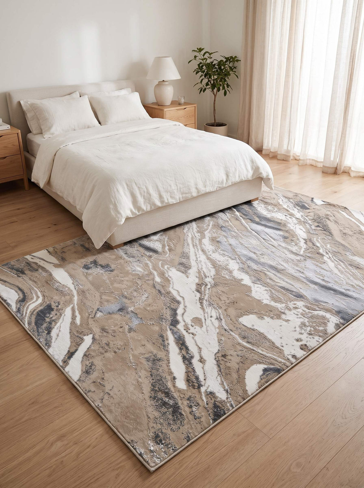 Zara Z351B Modern Area Rug Dark Beige Vizon - Quality Rugs and Furniture