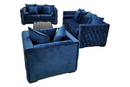 Ava Velvet Sofa Set Blue