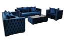 Ava Velvet Sofa Set Blue