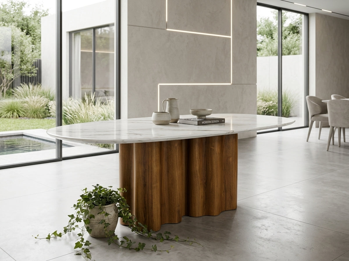 Marco Marble Top Modern Dining Table White