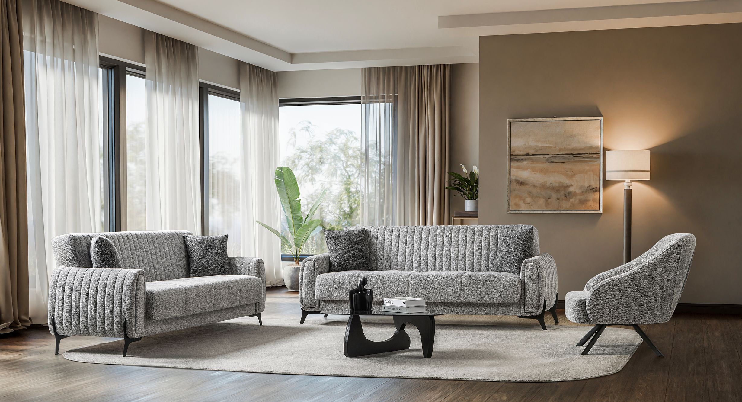 Palermo Velvet Sofa Bed with Storage Light Grey