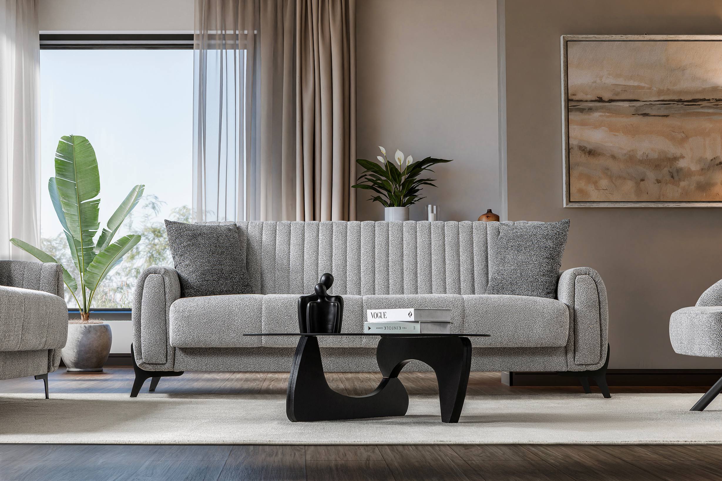 Palermo Velvet Sofa Bed with Storage Light Grey