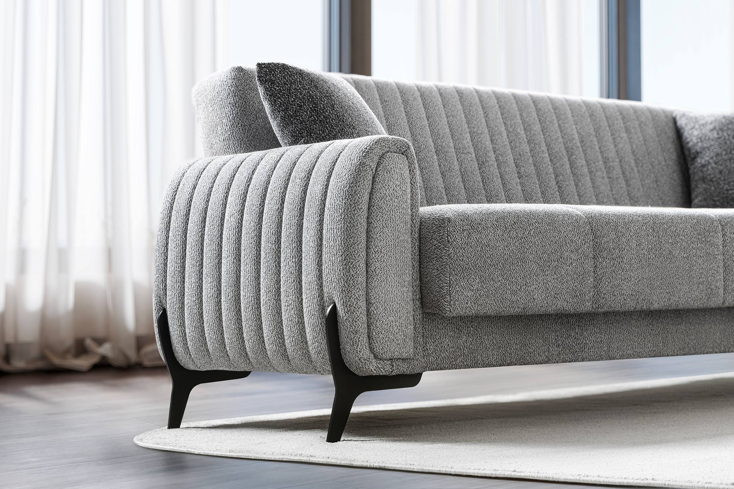Palermo Velvet Sofa Bed with Storage Light Grey