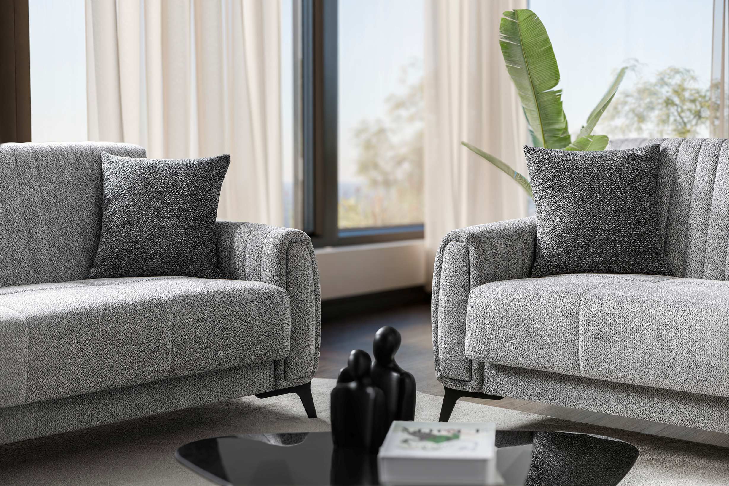 Palermo Velvet Sofa Bed with Storage Light Grey
