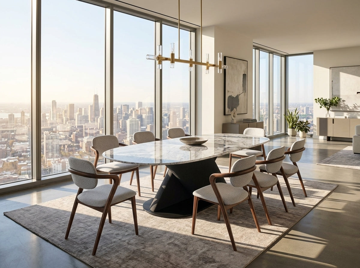 Elena Marble Top Modern Dining Table Grey