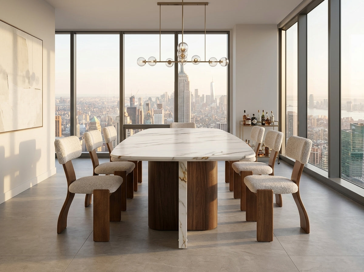 Prague Marble Top Modern Dining Table White