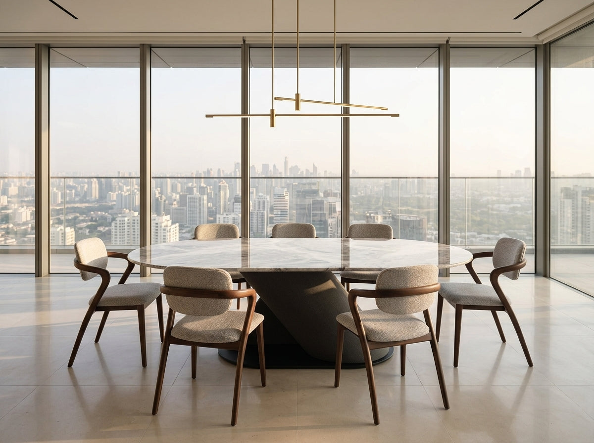 Elena Marble Top Modern Dining Table Grey
