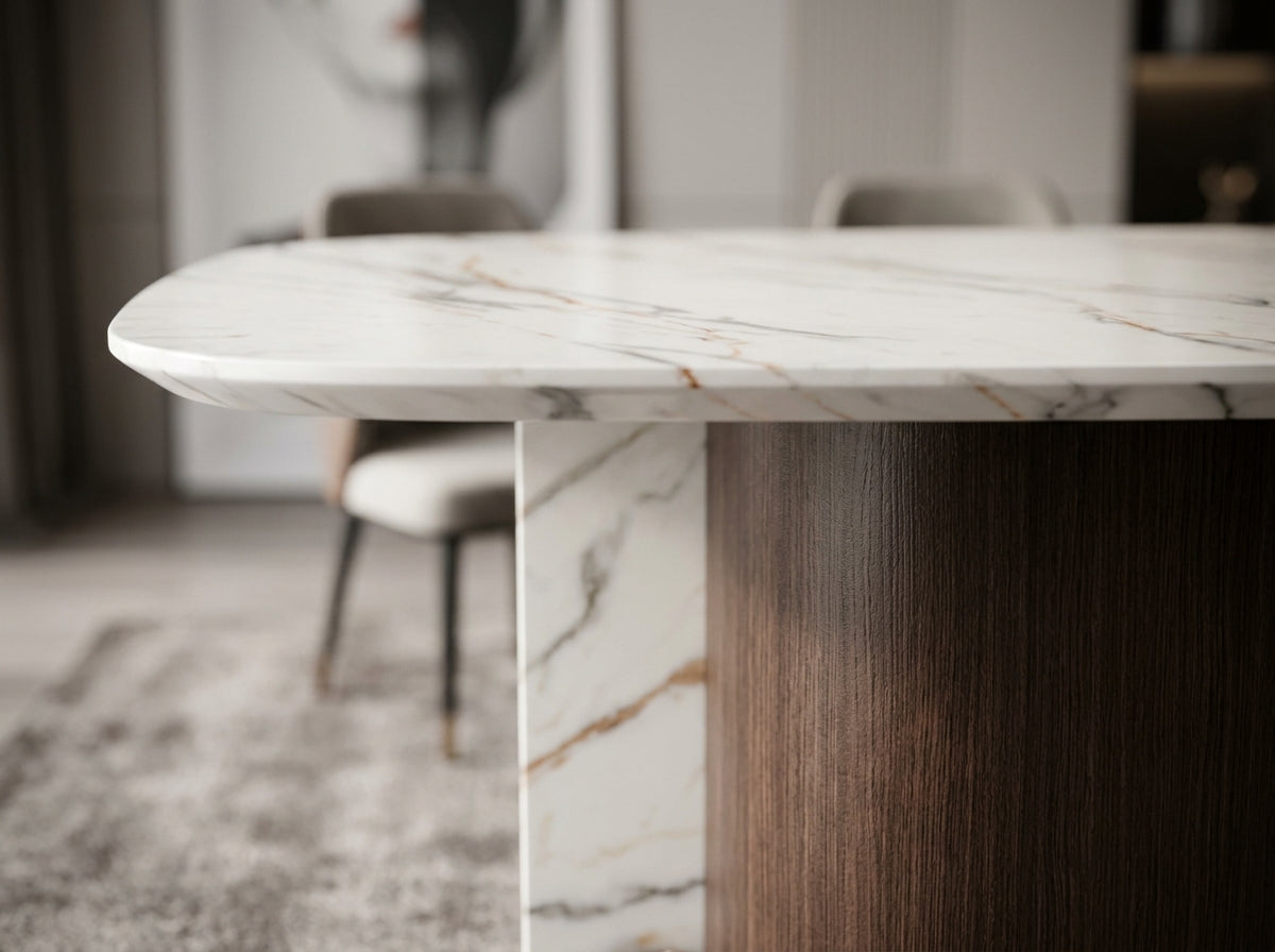 Prague Marble Top Modern Dining Table White