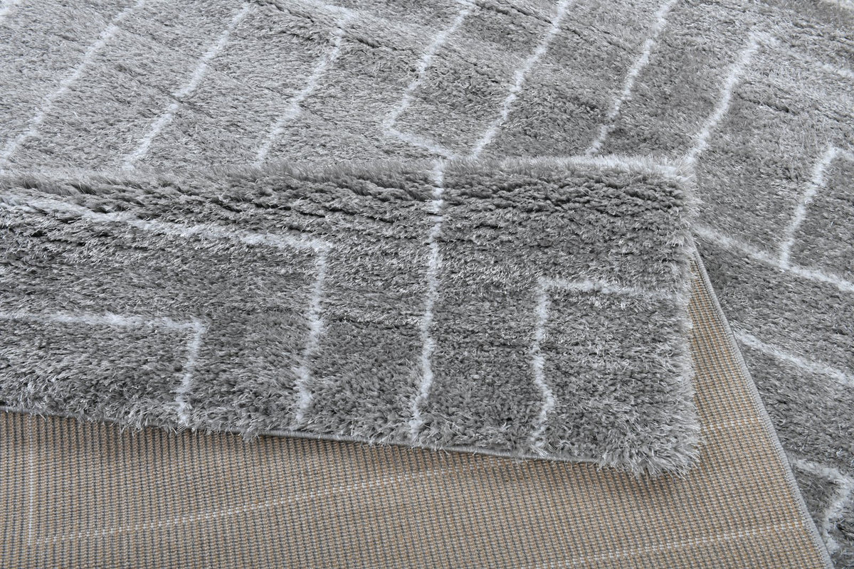 Puffy Style P406A Modern Area Rug Grey White - Quality Rugs and Furniture