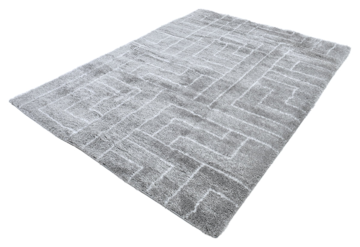 Puffy Style P406A Modern Area Rug Grey White - Quality Rugs and Furniture