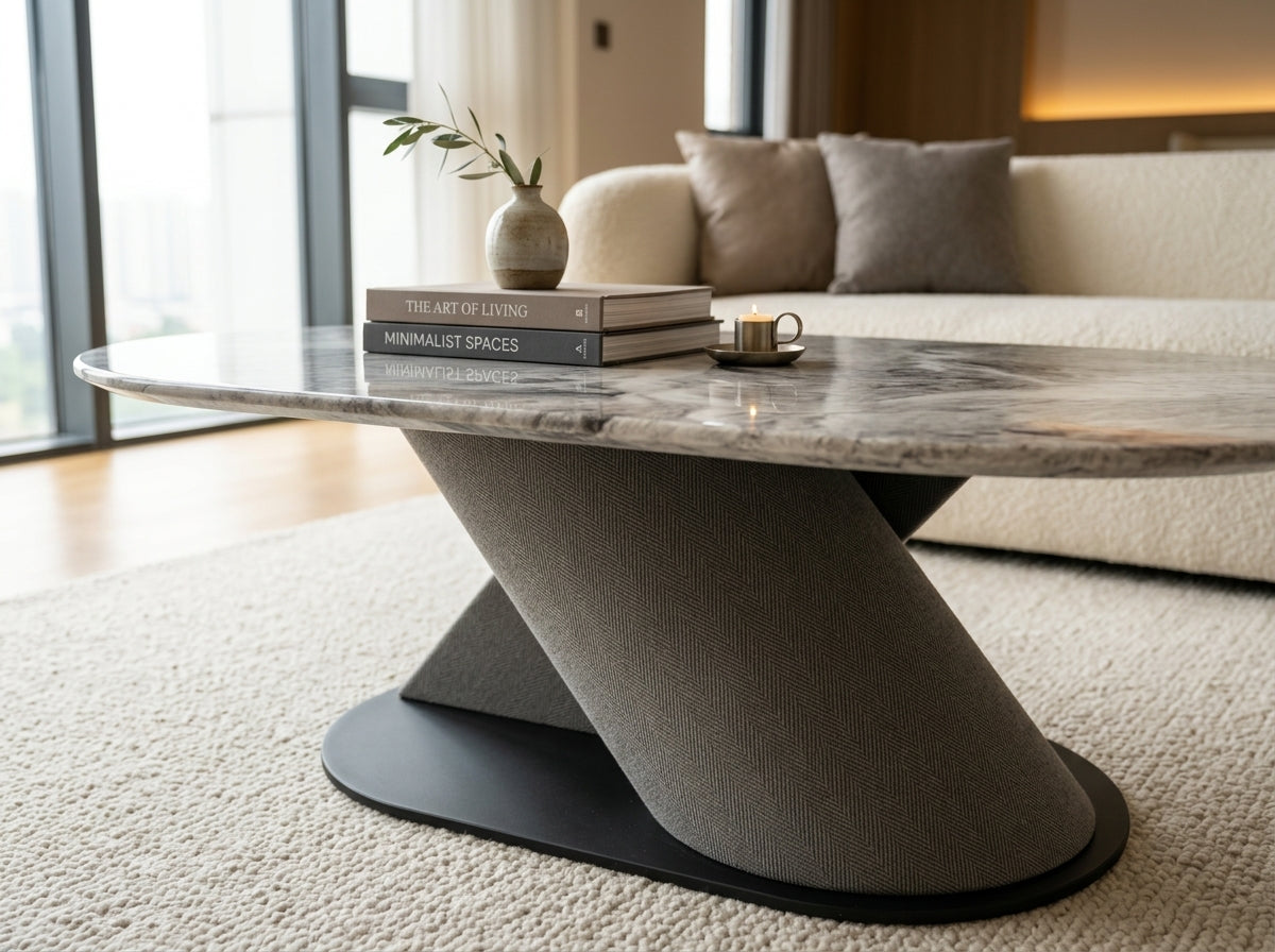 Elena Marble Top Modern Coffee Table Grey