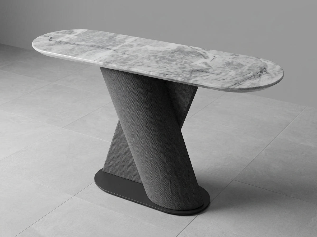 Elena Marble Top Modern Console Table Grey