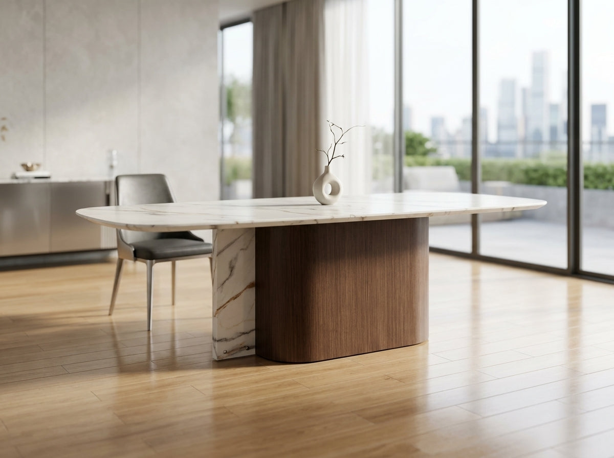 Prague Marble Top Modern Dining Table White