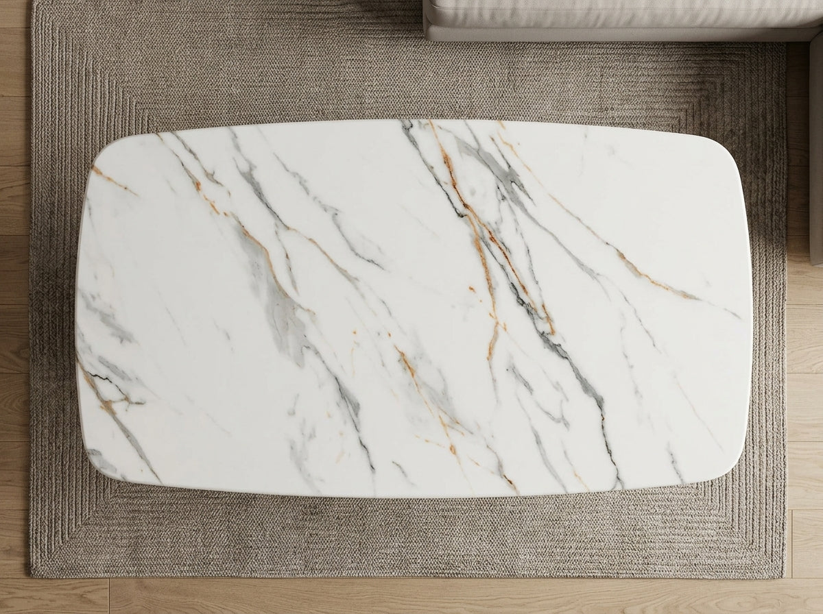 Prague Marble Top Modern Coffee Table White