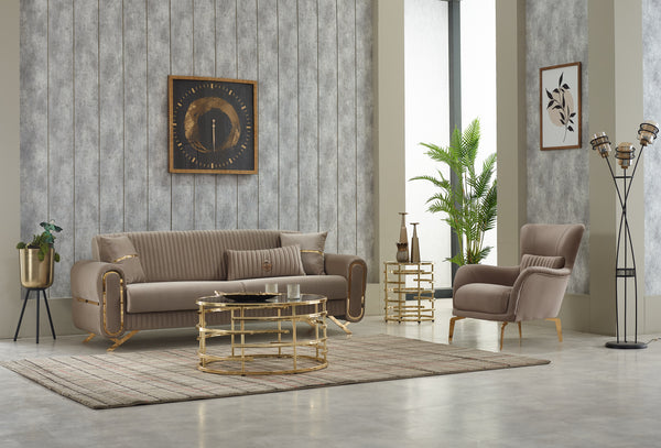 Royal Velvet Modern Sofa Set