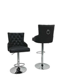 Leo Modern Lift Bar Chair Silver Leg Black Leather