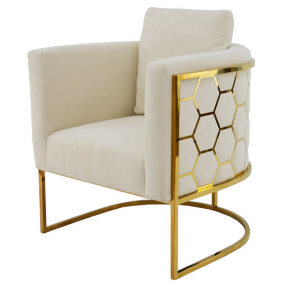 Rose Velvet Modern Stainless Steel Modern Dining Chair Cream Gold