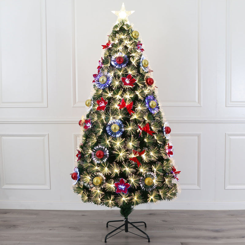 Christmas Tree T2226 - 150cm Height, Fiber Optic, Red Bow